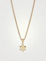 Star Of David Amulet In 18k Yellow Gold With Center Diamond