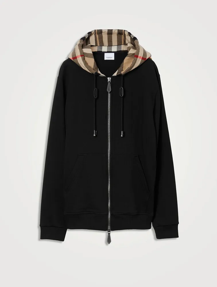 Check Hood Cotton Zip Hoodie