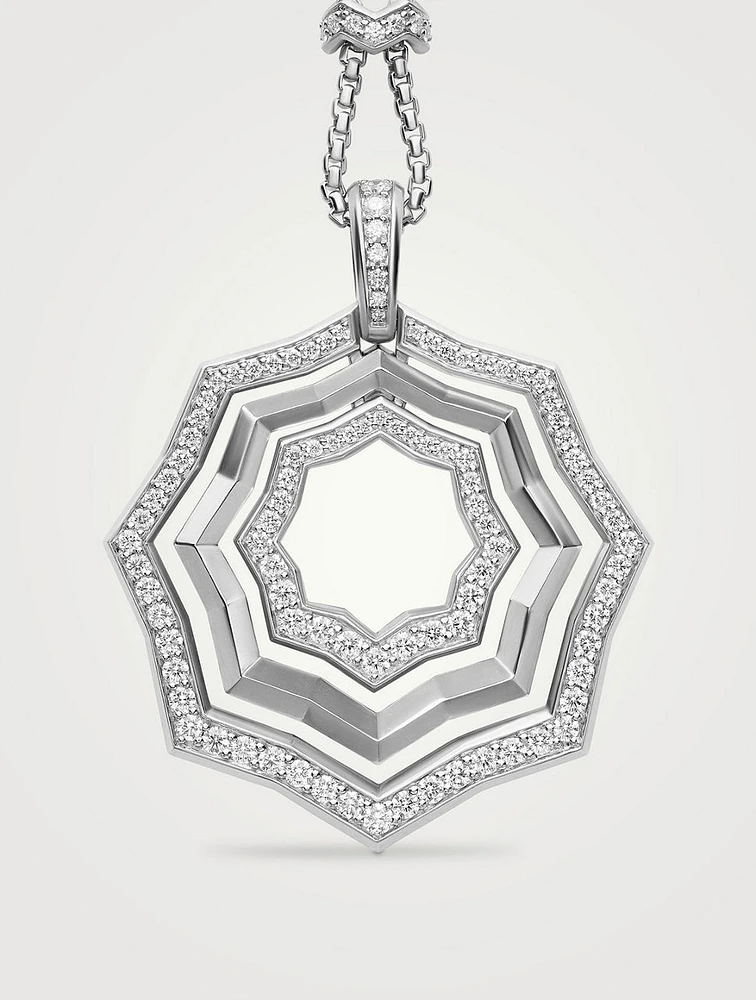 Zig Zag Stax™ Pendant Necklace In Sterling Silver With Diamonds, 38mm