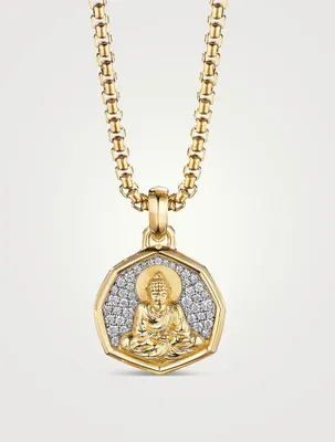 Buddha Amulet In 18k Yellow Gold With Pavé Diamonds