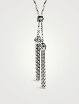 Renaissance Tassel Necklace In Sterling Silver With Pavé Diamonds