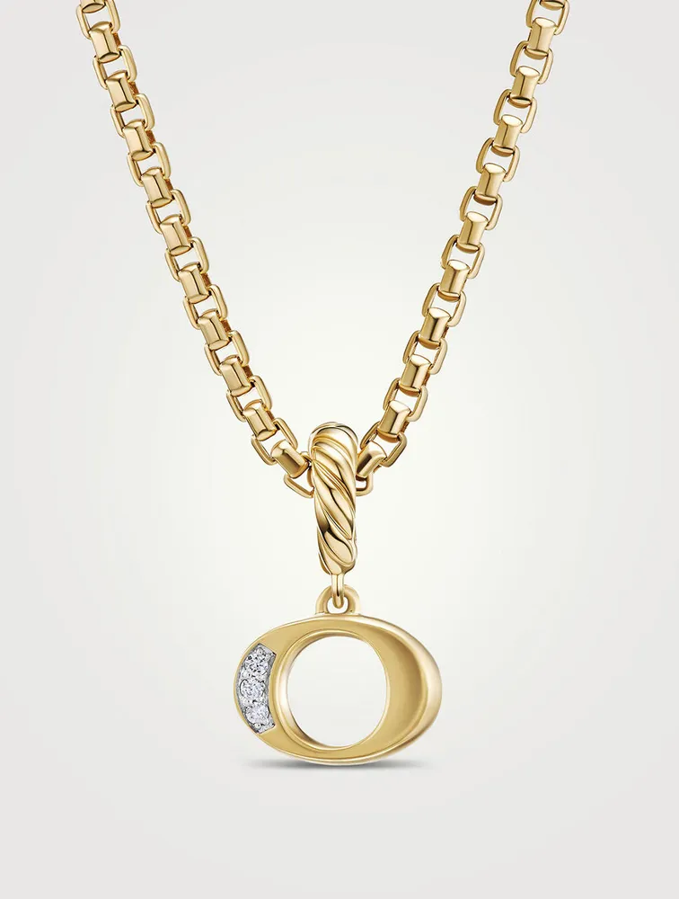 Pavé O Initial Pendant In 18k Yellow Gold With Diamonds