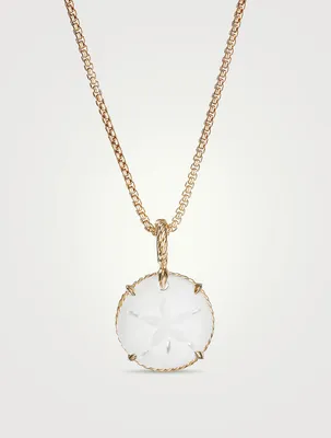 Sand Dollar Amulet With White Agate And 18k Yellow Gold