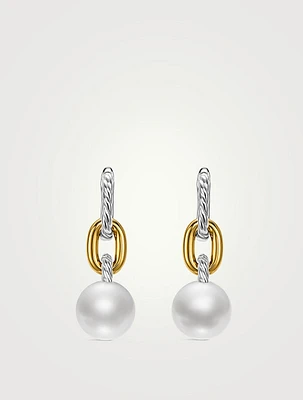 Dy Madison® Pearl Drop Earrings In Sterling Silver With 18k Yellow Gold, 32mm