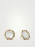 Dy Elements® Stud Earrings In 18k Yellow Gold With Mother Of Pearl And Pavé Diamonds