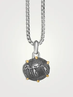 Cancer Amulet In Sterling Silver With 18k Yellow Gold