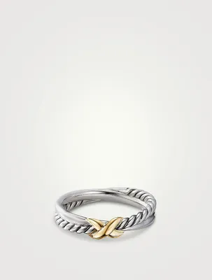 Petite X Ring Sterling Silver With 18k Yellow Gold