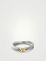 Petite X Ring Sterling Silver With 18k Yellow Gold