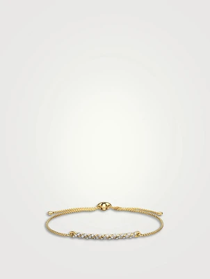 Petite Pavé Station Chain Bracelet In 18k Yellow Gold With Diamonds, 1mm