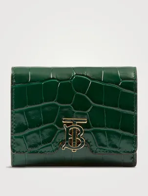 Embossed Leather Tb Compact Wallet