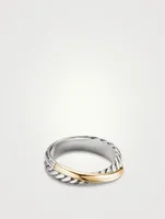 Crossover Band Ring Sterling Silver With 18k Yellow Gold