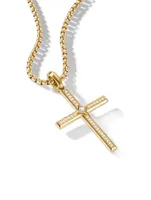 Modern Renaissance Cross Pendant In 18k Yellow Gold With Pavé Diamonds