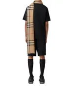 Check Lightweight Wool Silk Scarf