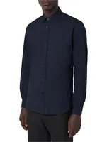 Slim Fit Monogram Motif Stretch Cotton Poplin Shirt