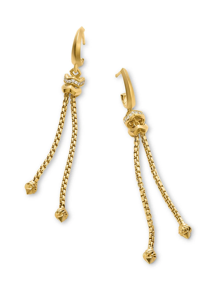 Zig Zag Stax™ Chain Drop Earrings In 18k Yellow Gold With Diamonds, 66mm