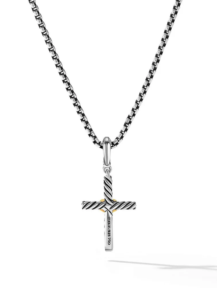 Petite X Cross Pendant In Sterling Silver With 18k Yellow Gold