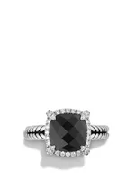 Chatelaine® Pavé Bezel Ring Sterling Silver With Black Onyx And Diamonds