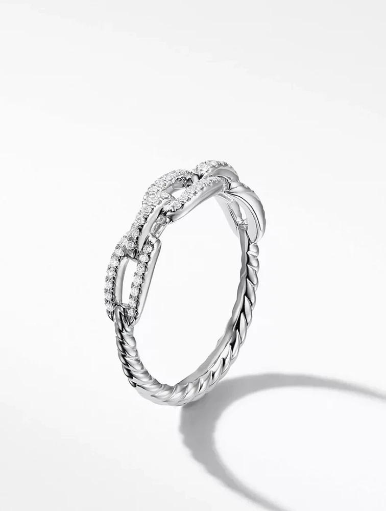 Stax Chain Link Ring 18k Gold With Pavé Diamonds