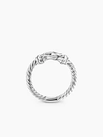 Petite Buckle Ring In Sterling Silver With Diamonds, 2mm