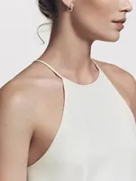Stax Chain Link Huggie Hoop Earrings In 18k White Gold With Pavé Diamonds