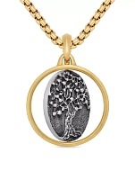 Life And Death Duality Amulet In Sterling Silver With 18k Yellow Gold, 30mm