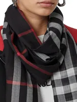 Lightweight Check Wool Silk Scarf
