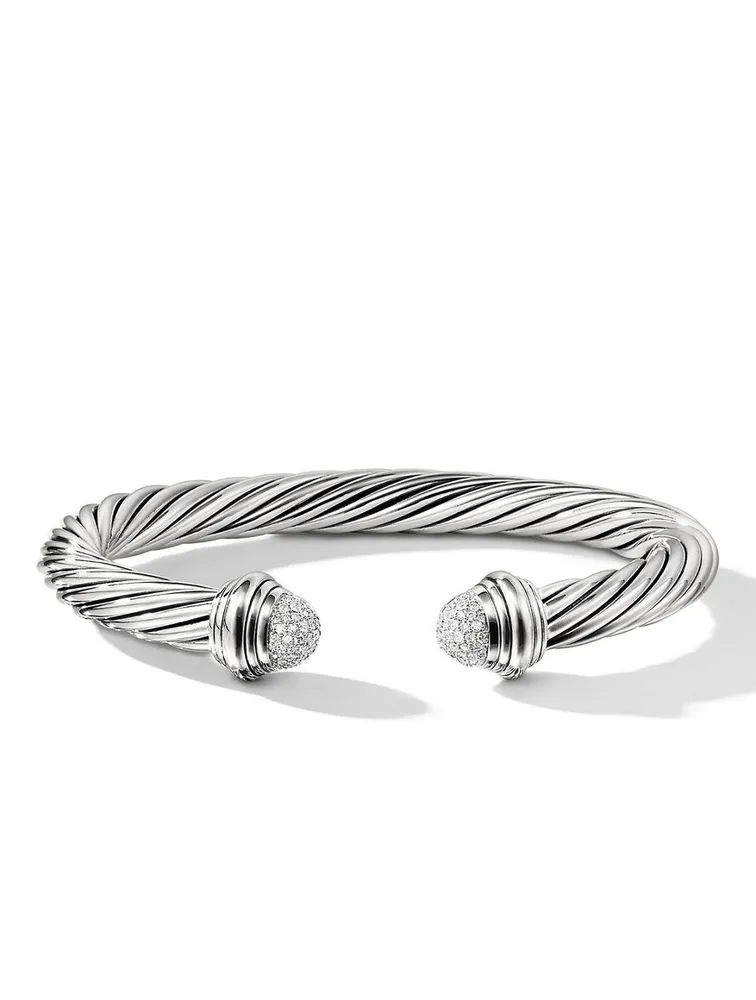 Cable Classics Bracelet Sterling Silver With Pavé Diamond Domes