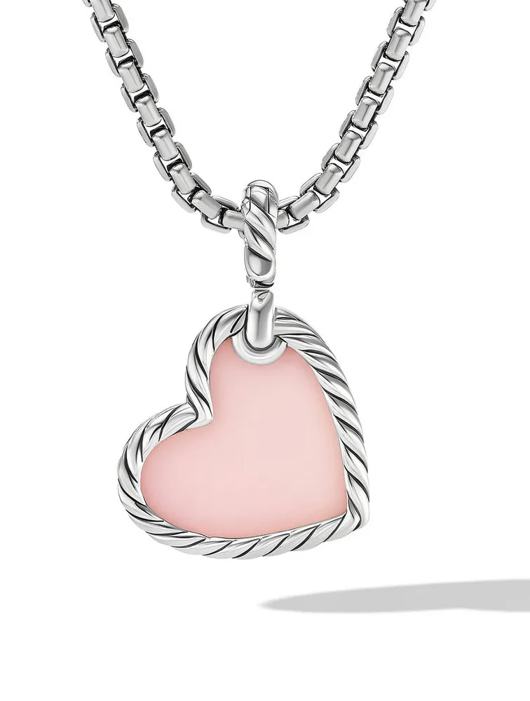 Dy Elements® Heart Amulet In Sterling Silver With Pink Opal And Pavé Diamonds