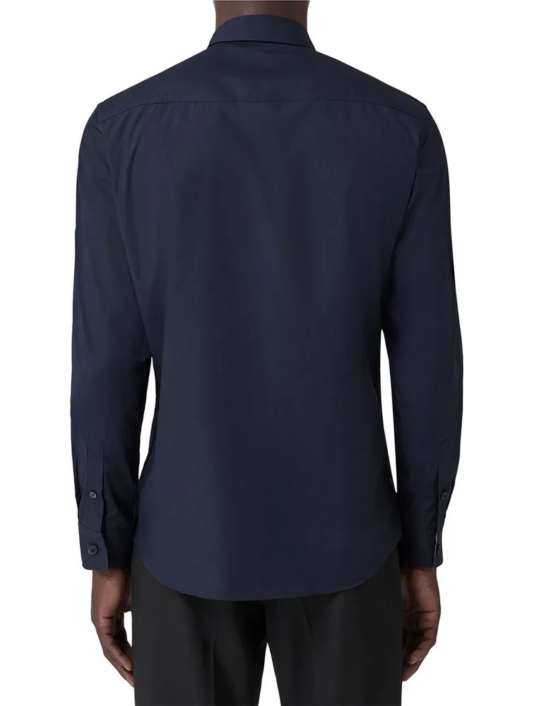 Slim Fit Monogram Motif Stretch Cotton Poplin Shirt