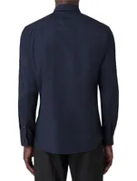 Slim Fit Monogram Motif Stretch Cotton Poplin Shirt