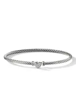 Cable Collectibles® Heart Bracelet Sterling Silver With Pavé Diamonds