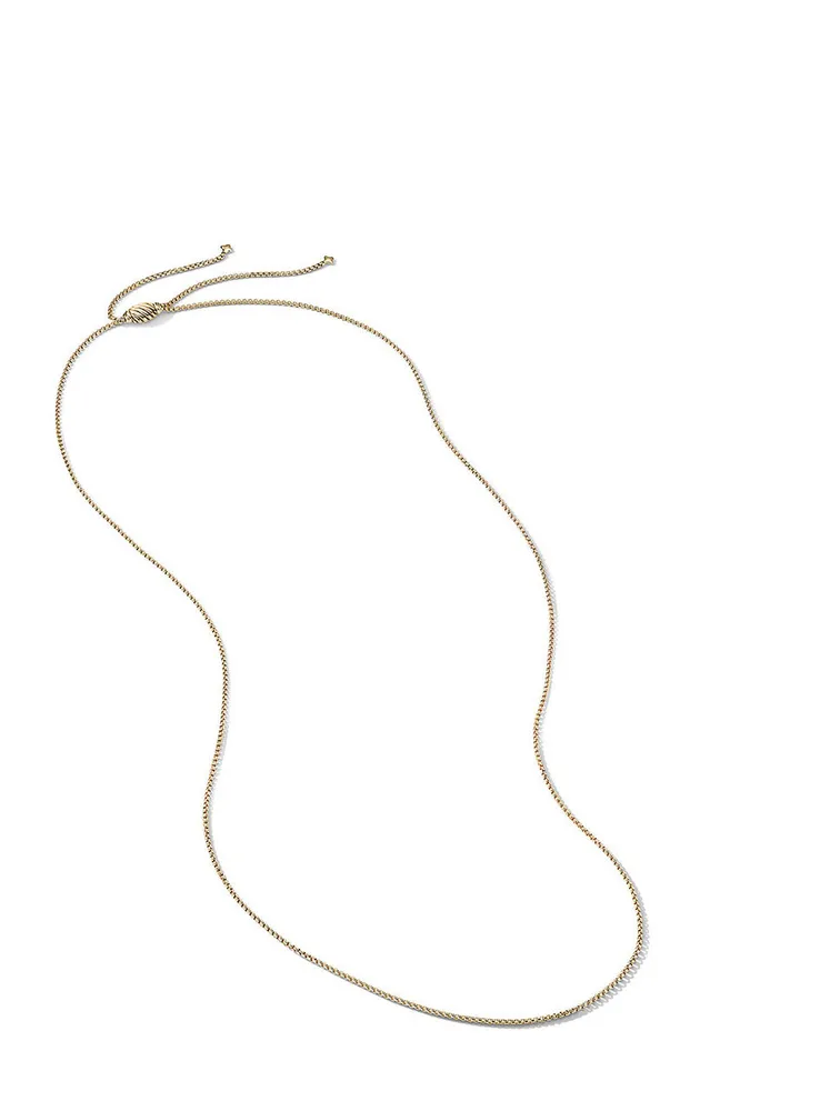 Box Chain Slider Necklace In 18k Yellow Gold, 1.7mm