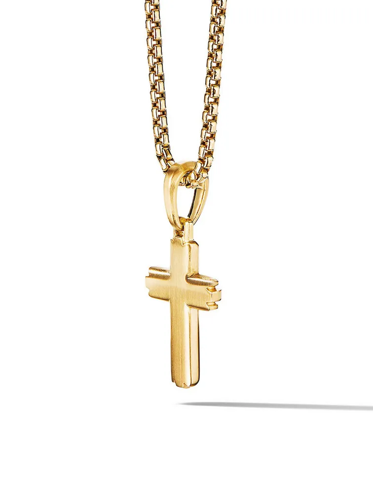 Deco Cross Pendant In 18k Yellow Gold