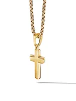 Deco Cross Pendant In 18k Yellow Gold