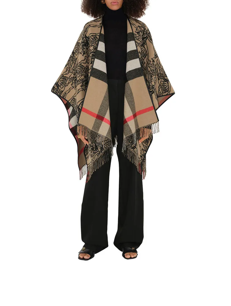 Reversible Ekd Check Wool Cape