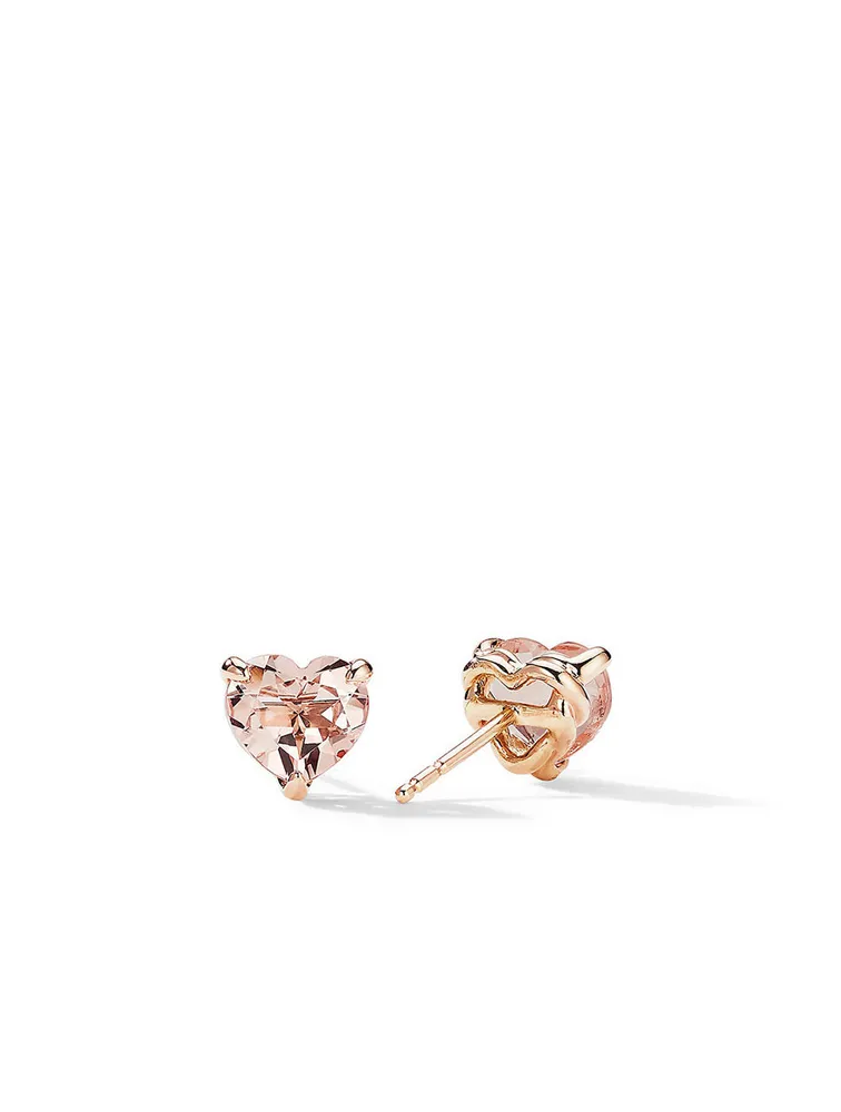 Chatelaine® Heart Stud Earrings In 18k Rose Gold With Morganite