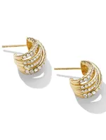 Pavé Crossover Shrimp Earrings In 18k Yellow Gold With Diamonds