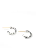 Petite Infinity Huggie Hoop Earrings In Sterling Silver With Pavé Diamonds