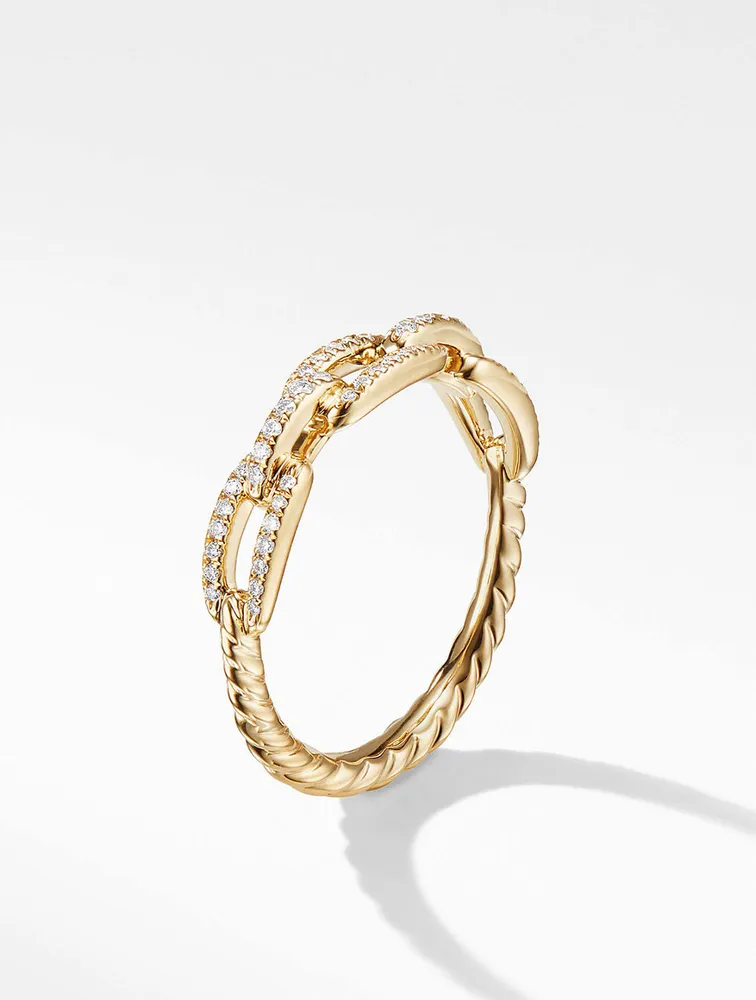 Stax Chain Link Ring 18k Gold With Pavé Diamonds