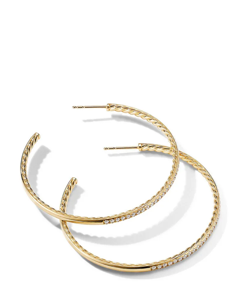 Pavé Hoop Earrings In 18k Yellow Gold With Diamonds