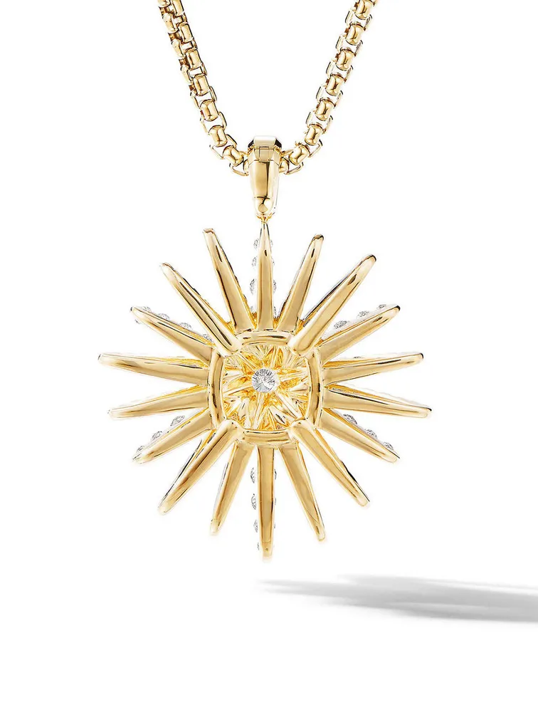 Starburst Pendant In 18k Yellow Gold With Full Pavé Diamonds