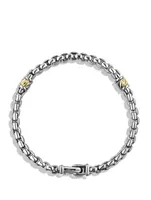 Cable Two Row Box Chain Bracelet Sterling Silver With 18k Yellow Gold