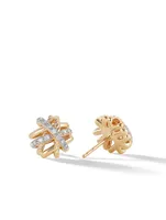 Crossover Stud Earrings In 18k Yellow Gold With Pavé Diamonds