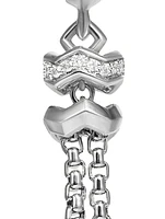 Zig Zag Stax™ Chain Drop Earrings In Sterling Silver With Diamonds, 66mm