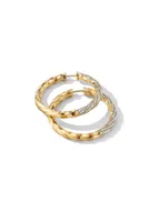 Cable Edge® Hoop Earrings In 18k Yellow Gold With Pavé Diamonds