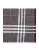 Lightweight Check Wool Silk Scarf