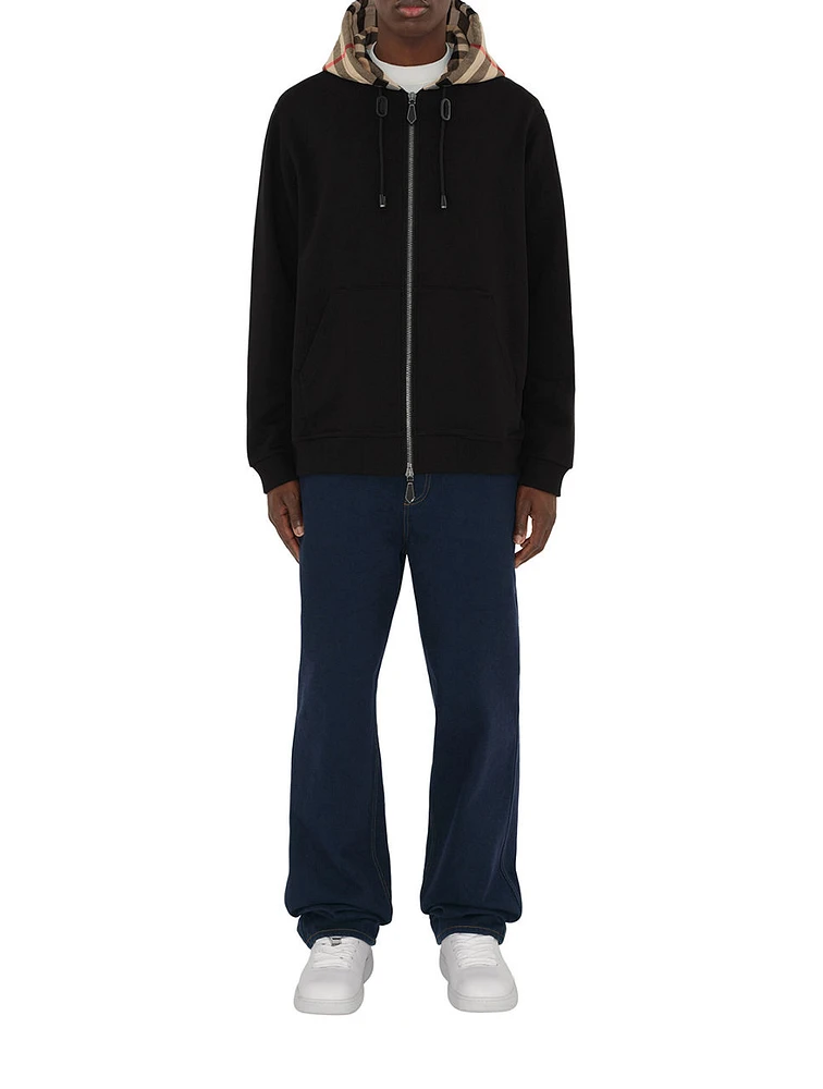 Check Hood Cotton Zip Hoodie
