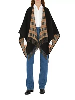 Check Wool Reversible Cape