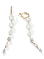 Pearl And Pavé Drop Earrings In 18k Yellow Gold With Diamonds