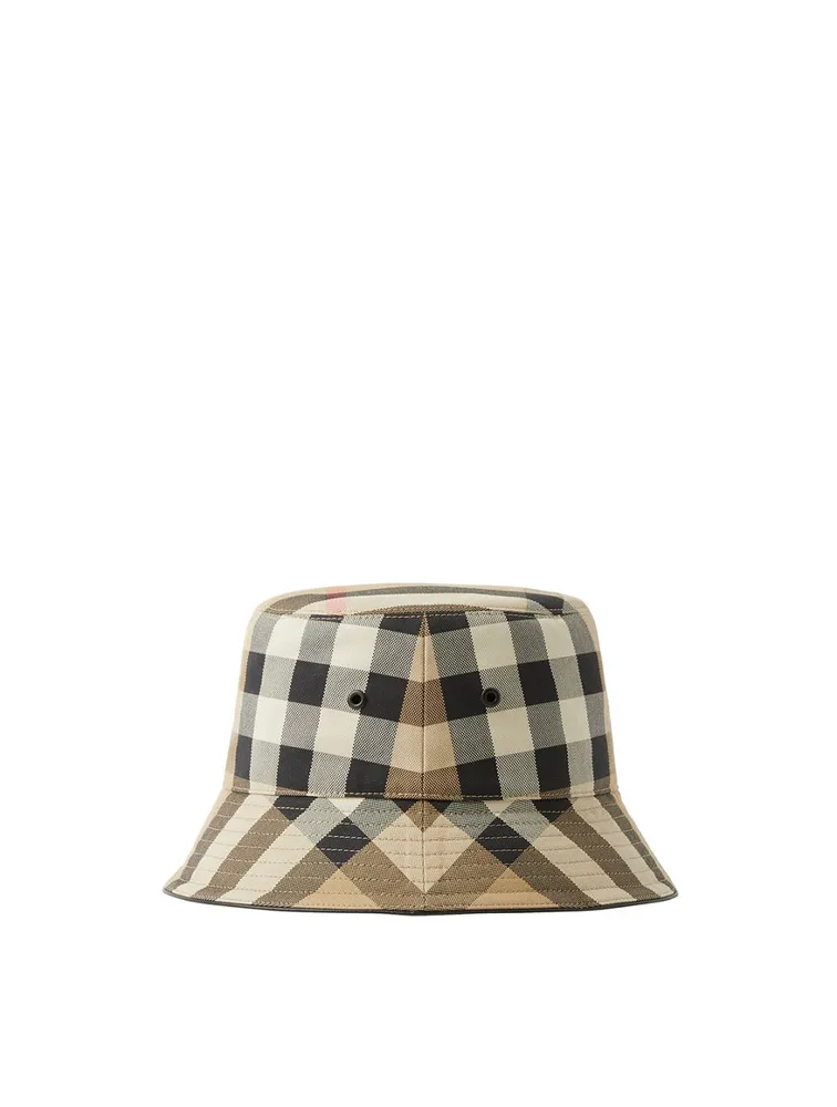 Exaggerated Check Cotton Bucket Hat